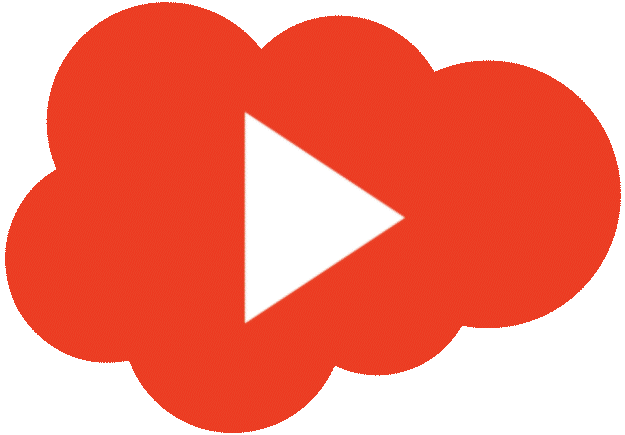 tv with cloud shape and play button in the center